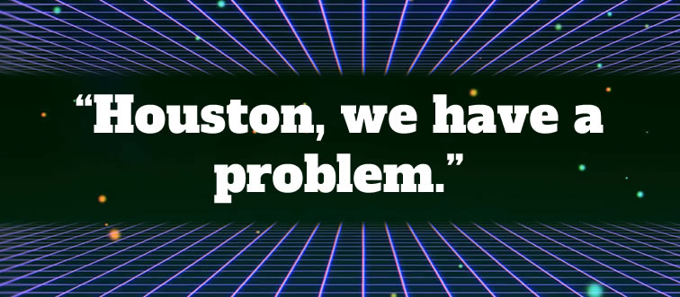 Which cinematic classic features the tense, iconic announcement, “Houston, we have a problem.”?